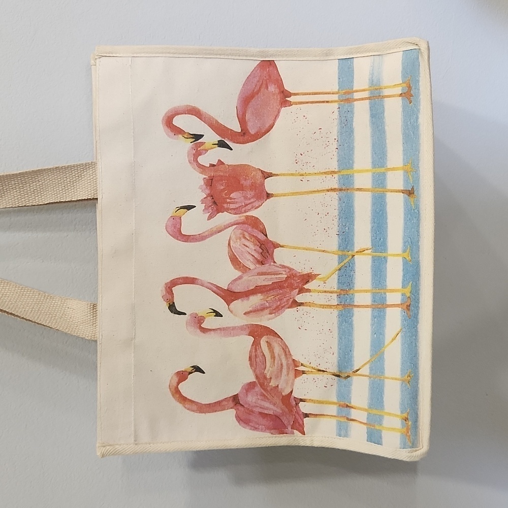 Pink Flamingo jute shopper